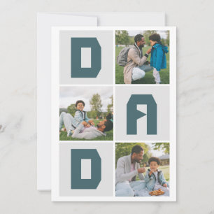 Simple Modern Fathers Day Dad 3 photo family  Holiday Card
