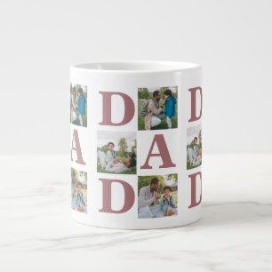 Simple Modern Fathers Day Dad 3 photo family Large Coffee Mug
