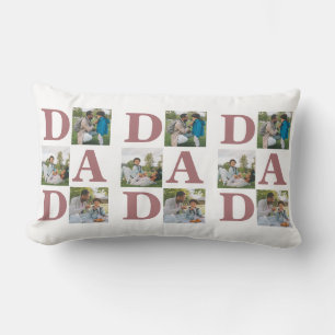 Simple Modern Fathers Day Dad 3 photo family  Lumbar Cushion