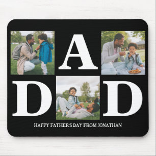 Simple Modern Fathers Day Dad 3 photo family  Mouse Mat