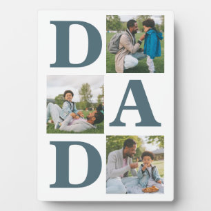Simple Modern Fathers Day Dad 3 photo family Plaque