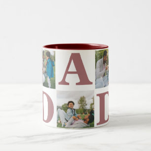 Simple Modern Fathers Day Dad 3 photo family Two-Tone Coffee Mug