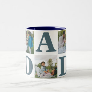 Simple Modern Fathers Day Dad 3 photo family  Two-Tone Coffee Mug