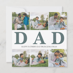 Simple Modern Fathers Day Dad 6 photo family Holiday Card