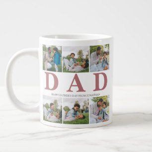 Simple Modern Fathers Day Dad 6 photo family  Large Coffee Mug
