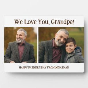 Simple Modern Fathers Day Grandpa 2 photo family Plaque