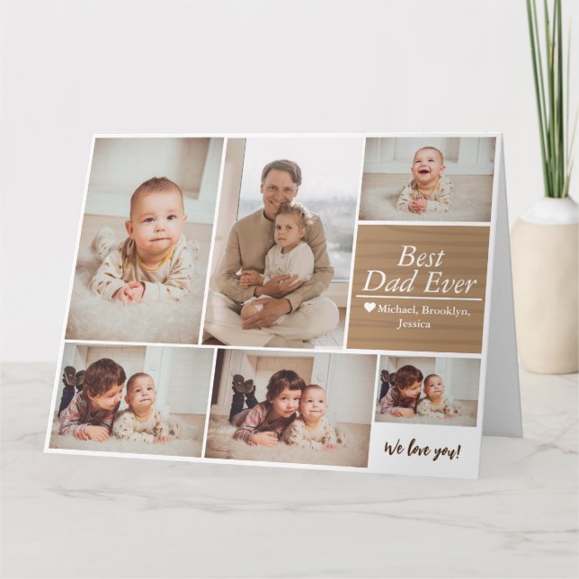 Simple Modern Fathers Day photo family collage Car Card (Front)