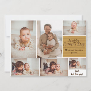 Simple Modern Fathers Day photo family collage Car Holiday Card