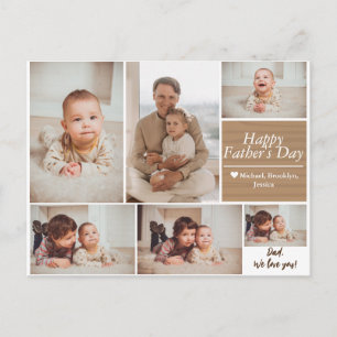 Simple Modern Fathers Day photo family collage Car Holiday Postcard