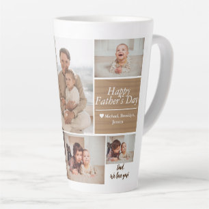 Simple Modern Fathers Day photo family collage Car Latte Mug