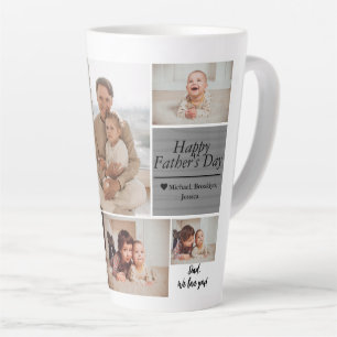 Simple Modern Fathers Day photo family collage Car Latte Mug