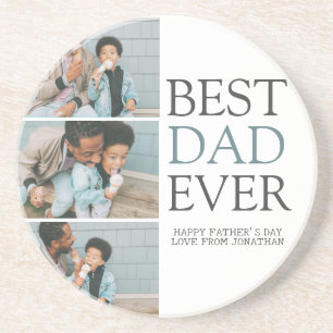 Simple Modern Fathers Day photo family collage Coaster