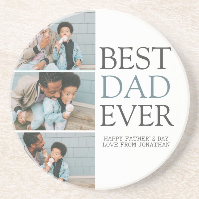 Simple Modern Fathers Day photo family collage Coaster (Front)