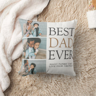Simple Modern Fathers Day photo family collage Cushion