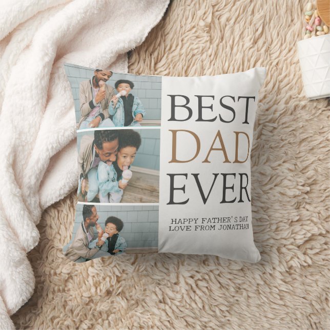 Simple Modern Fathers Day photo family collage Cushion (Blanket)