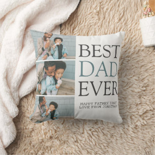 Simple Modern Fathers Day photo family collage Cushion