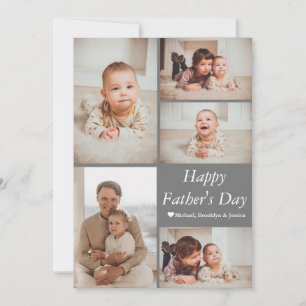 Simple Modern Fathers Day photo family collage Holiday Card