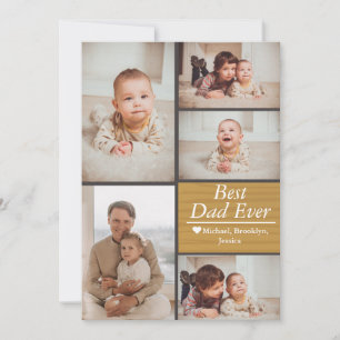 Simple Modern Fathers Day photo family collage Holiday Card