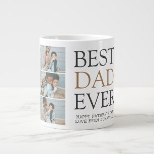 Simple Modern Fathers Day photo family collage Large Coffee Mug