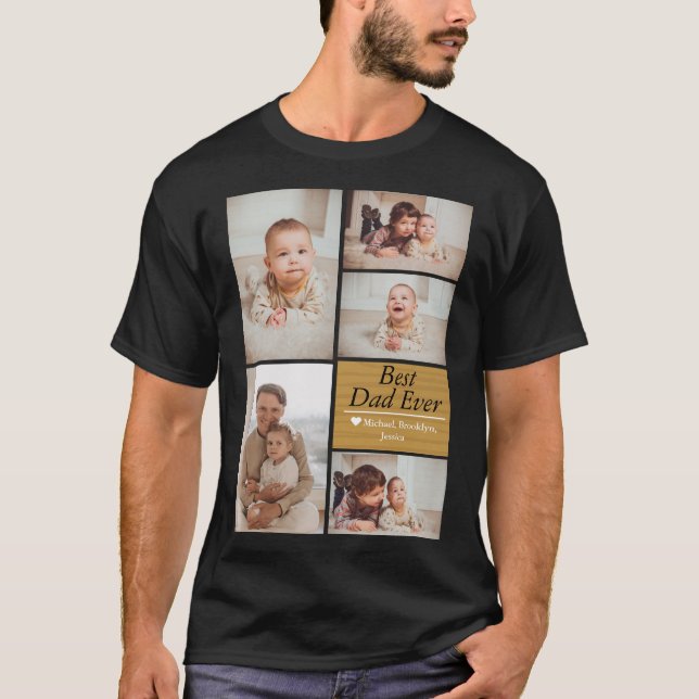 Simple Modern Fathers Day photo family collage T-Shirt (Front)