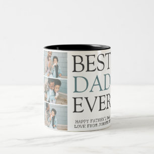 Simple Modern Fathers Day photo family collage Two-Tone Coffee Mug