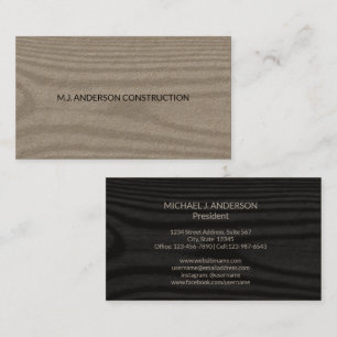 Simple Modern Faux Wood   Minimalist Elegant Kraft Business Card