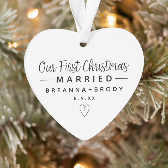 Simple Modern First Christmas Married Ornament (Tree)