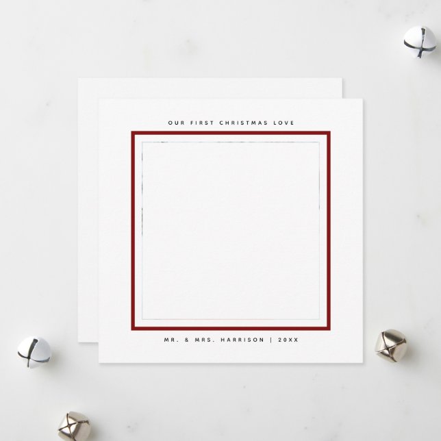 Simple Modern First Christmas Mr and Mrs Flat Holiday Card (Front/Back In Situ)
