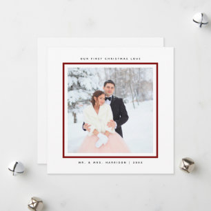 Simple Modern First Christmas Mr and Mrs Flat Holiday Card