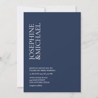 Simple Modern First Name Navy Blue Invitation