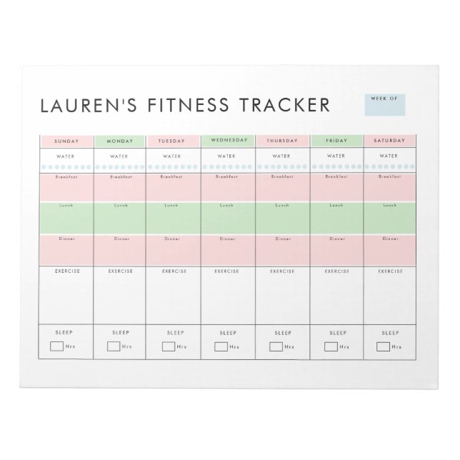 Simple Modern Fitness Tracker  Notepad (Front)