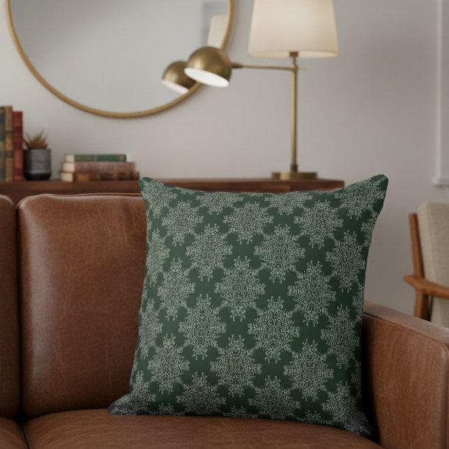 Simple Modern Floral Damask Pattern Dark Green Cushion (Creator Uploaded)