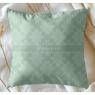 Simple Modern Floral Damask Pattern Light Sage Cushion