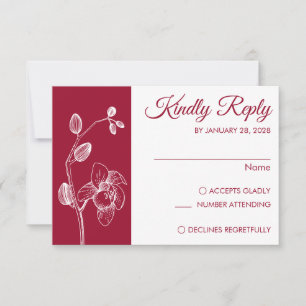 Simple modern floral elegant orchids minimalist RSVP card