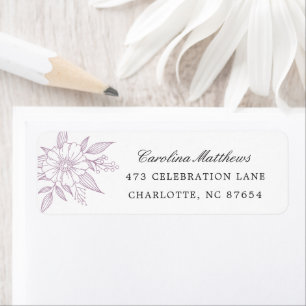Simple Modern Floral Wedding Lavender Address