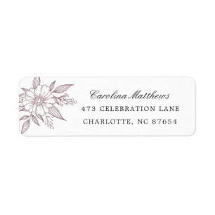 Simple Modern Floral Wedding Mauve Return Address