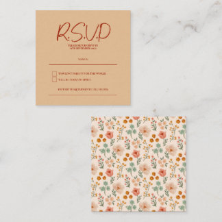 Simple Modern Floral Wedding RSVP Card
