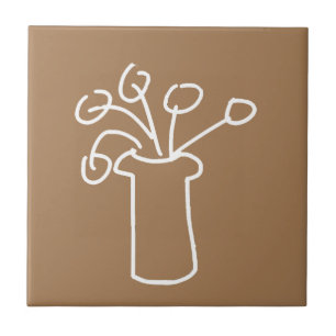 Simple modern flower white tile