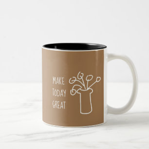 Simple modern flower white Two-Tone coffee mug