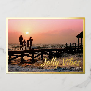 Simple Modern Foil Custom Photo Xmas Cards