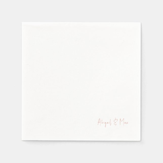 Simple Modern Font Blush Names Wedding Napkin (Front)