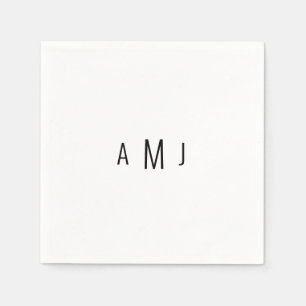 Simple Modern Font Couple Black Monogram Napkin