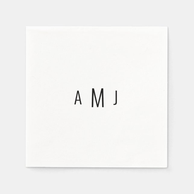 Simple Modern Font Couple Black Monogram Napkin (Front)