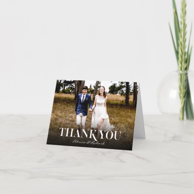 Simple Modern Font Wedding Thank You Photo (Front)