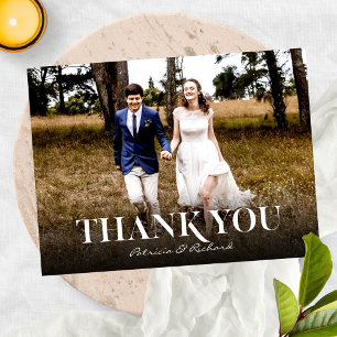 Simple Modern Font Wedding Thank You Photo Postcard