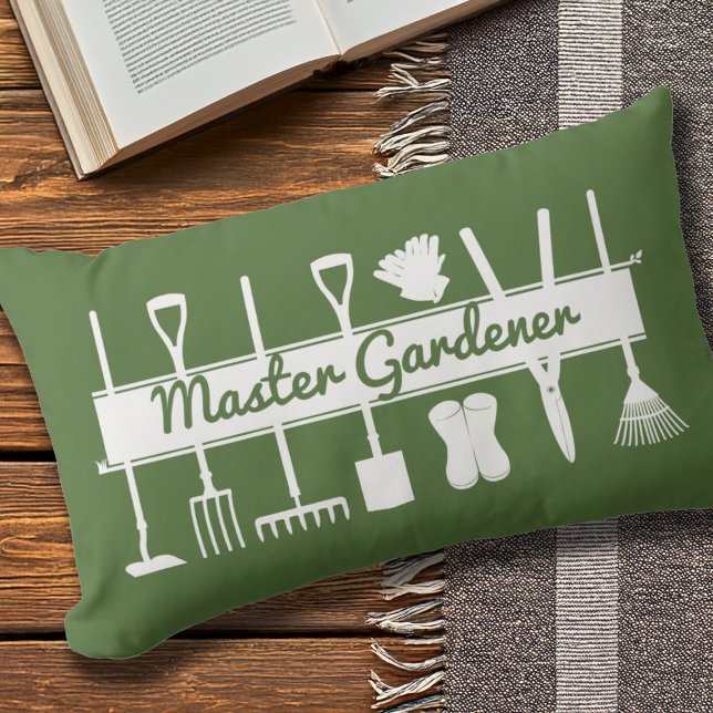 Simple Modern Forest Green Master Gardener Outdoor Lumbar Cushion (Creator Uploaded)