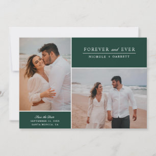 Simple Modern Forever and Ever Two Photo   Green Save The Date