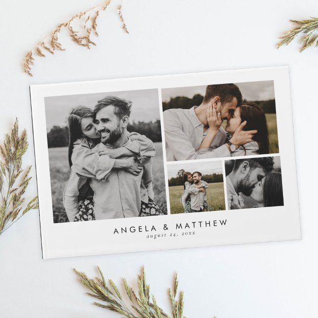 Simple Modern Four Photo Wedding Guest Book (Creator Uploaded)