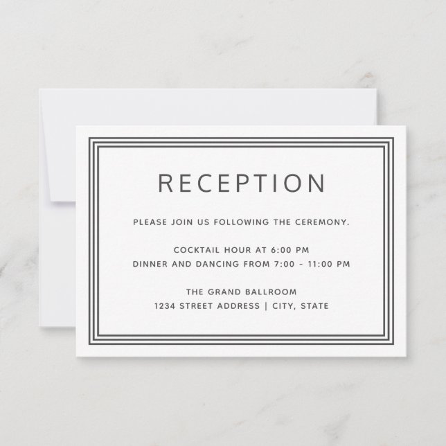 Simple Modern Frame Elegant Reception Card (Front)