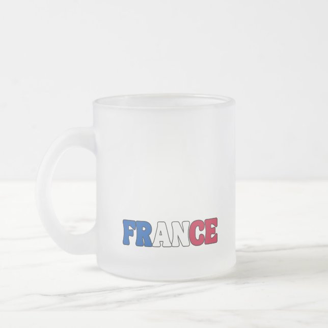 Simple Modern  France National Flag Apparel Frosted Glass Coffee Mug (Left)